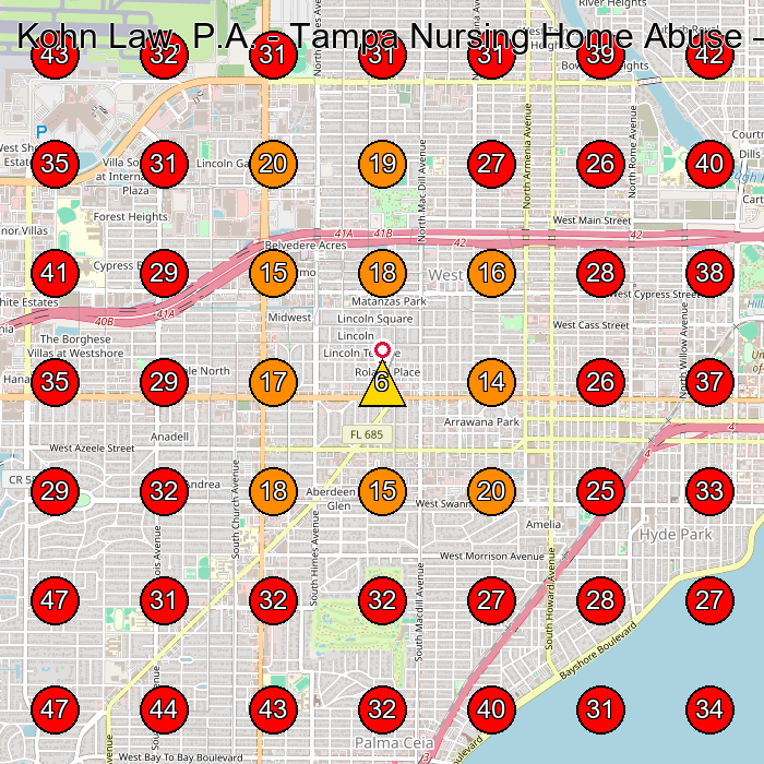Kohn Law, P.A. - Tampa Nursing Home Abuse GeoGrid visibility map for Personal Injury Attorney in Tampa